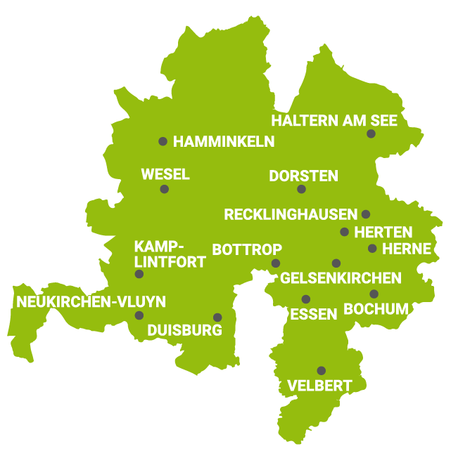 Prospekte & Flyer verteilen in Ruhrgebiet & NRW – Gebietskarte MSD