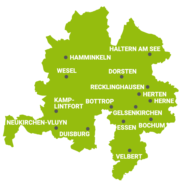 Prospekte & Flyer verteilen in Ruhrgebiet & NRW – Gebietskarte MSD